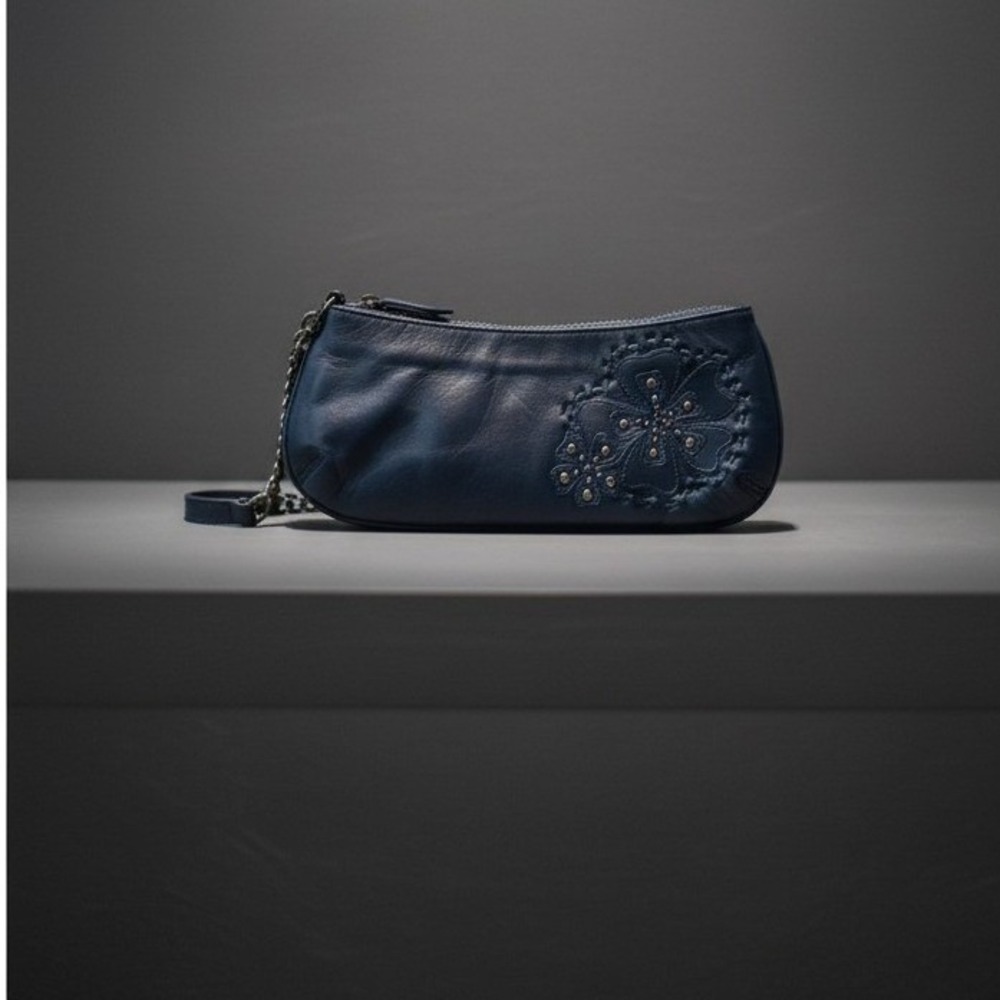 Fossil Leather Clutch Wristlet Floral Stud Evening Bag Grad Wedding Guest Formal